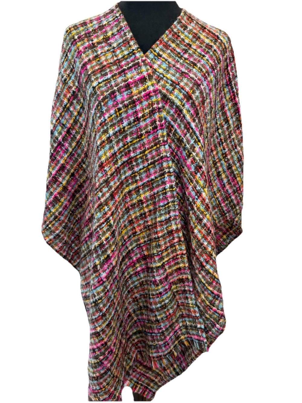 🆕Chico’s Multi tweed Ruana covering shawl ladies wrap NO size colorful boho fall